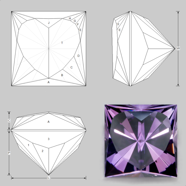 princess heart faceting diagram